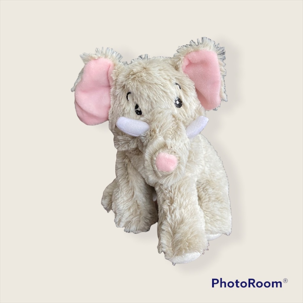 HP 🎉 KellyToy Wags & Purrs Elephant with Tusk & Pink Ears 7” Tall With Squeaker